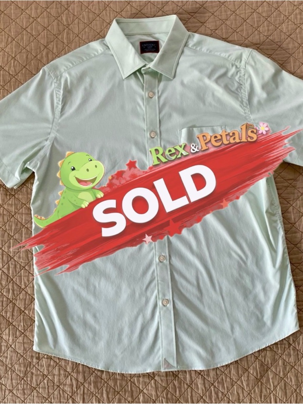 UNTUCKit Men's Mint Green Casual Button Down Shirt- Large Slim Fit